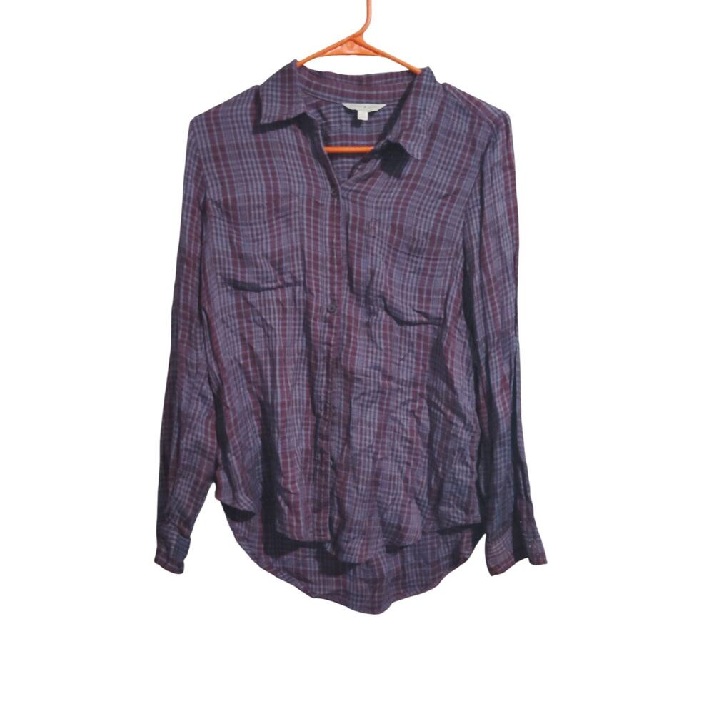 Lucky Brand Women's Purple Flannel Button‎ Up Shirt Size Small / Petite